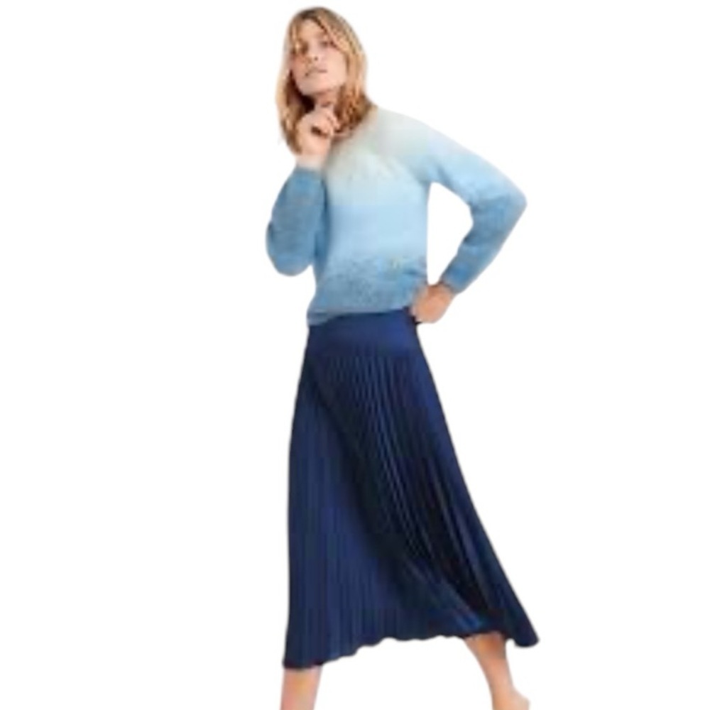 BANANA REPUBLIC Pleated Midi Skirt Royal Blue Size 4 4T Tall Fall Winter Party